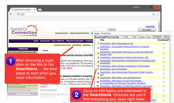Click on a topic in the Topic Bar. Click on the SmartStarts link in the Tool Bar.